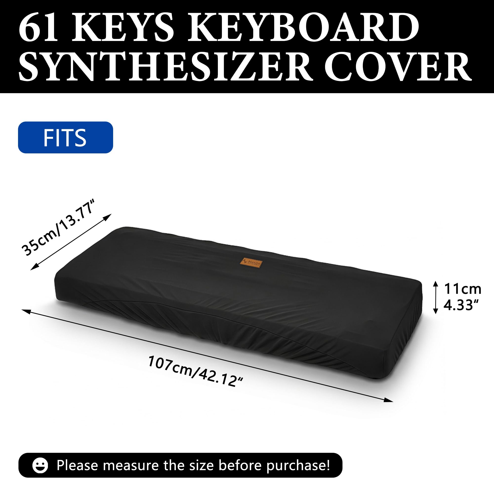 Musiin Housse de protection anti-poussière pour clavier de piano 61 touches, compatible avec KORG NAUTILUS AT 61, NAUTILUS 61, Chinlon, toucher soyeux et design sur mesure