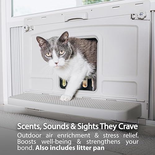 Miniatura 2 de VistaLoo - Catio, perca y caja de arena para ventana, libertad premium al aire libre para gatos de interior, vida natural sin olores y