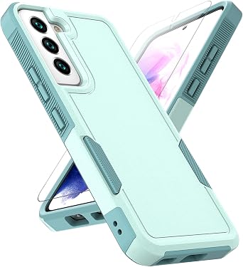 for Samsung Galaxy S22 Case Dual Layer Protective Heavy Duty Cell Phone Cover Shockproof Rugged with Screen Protector - Military Protection Bumper Tough - Samsung Galaxy S22 5G 2022, 6.1 inch, Green