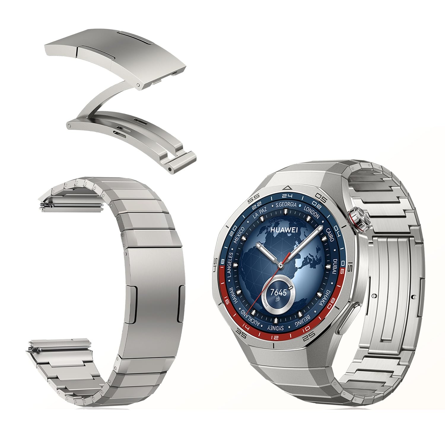 VeveXiao Correa de titanio resistente compatible con Huawei Watch GT 7 Pro/GT 6 Pro/GT 5 Pro de 46 mm, sin huecos, correa de repuesto de metal de aleación de titanio de lujo para hombre