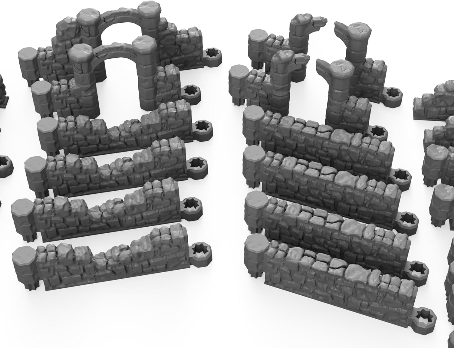 34pcs Dungeon Ruined Wall Map Tiles DND Terrain for Dungeons and Dragons Terrain, D&D, Pathfinder, Warhammer 40k, Miniatures, D and D, Dungeons and Dragons Gifts, Dungeon Master