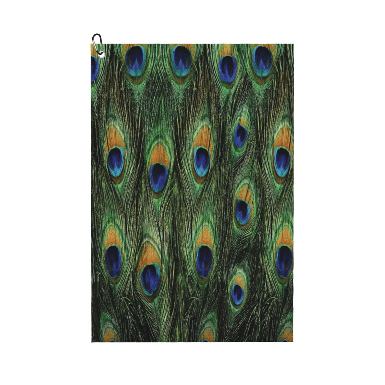 Hnnkloy Peacock Tail Feathers, 16x24 in Portable Waffle Golf Towels with Carabiner Clip for Golf Bag