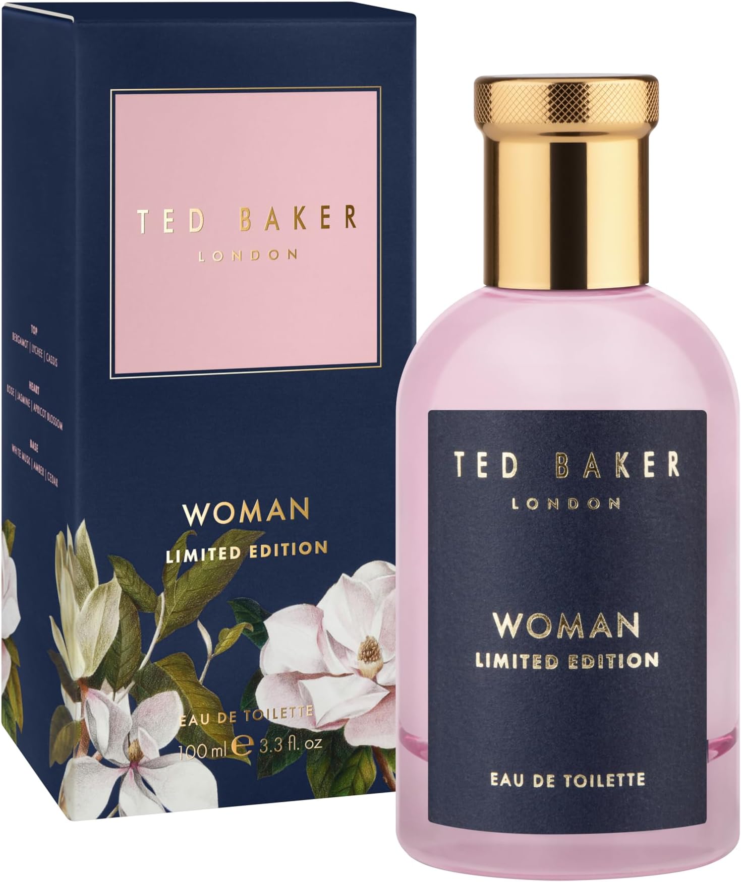 Ted Baker Woman Limited Edition Eau de Toilette, Fruity Floral Perfume with Lychee, Rose & Jasmine, Soft Amber & Sandalwood, Long Lasting for Women 3.38 fl oz / 100ml