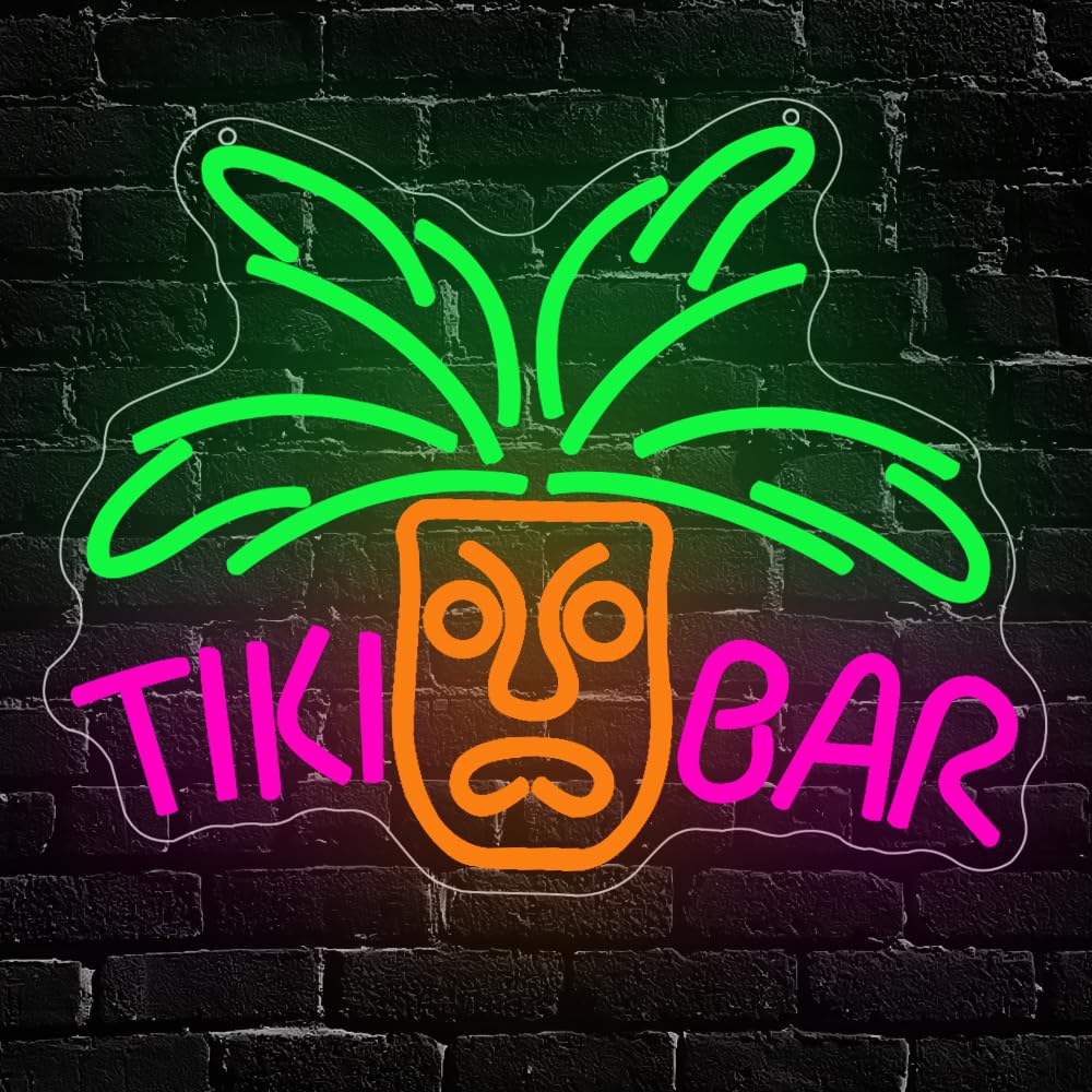 Tiki Bar Neón Signo Para Decoración De La Pared Led Signo Tiki Máscara Neón Usb Alimentado Signo Para Home Bar Cerveza Fiesta Club Hombres Bodega