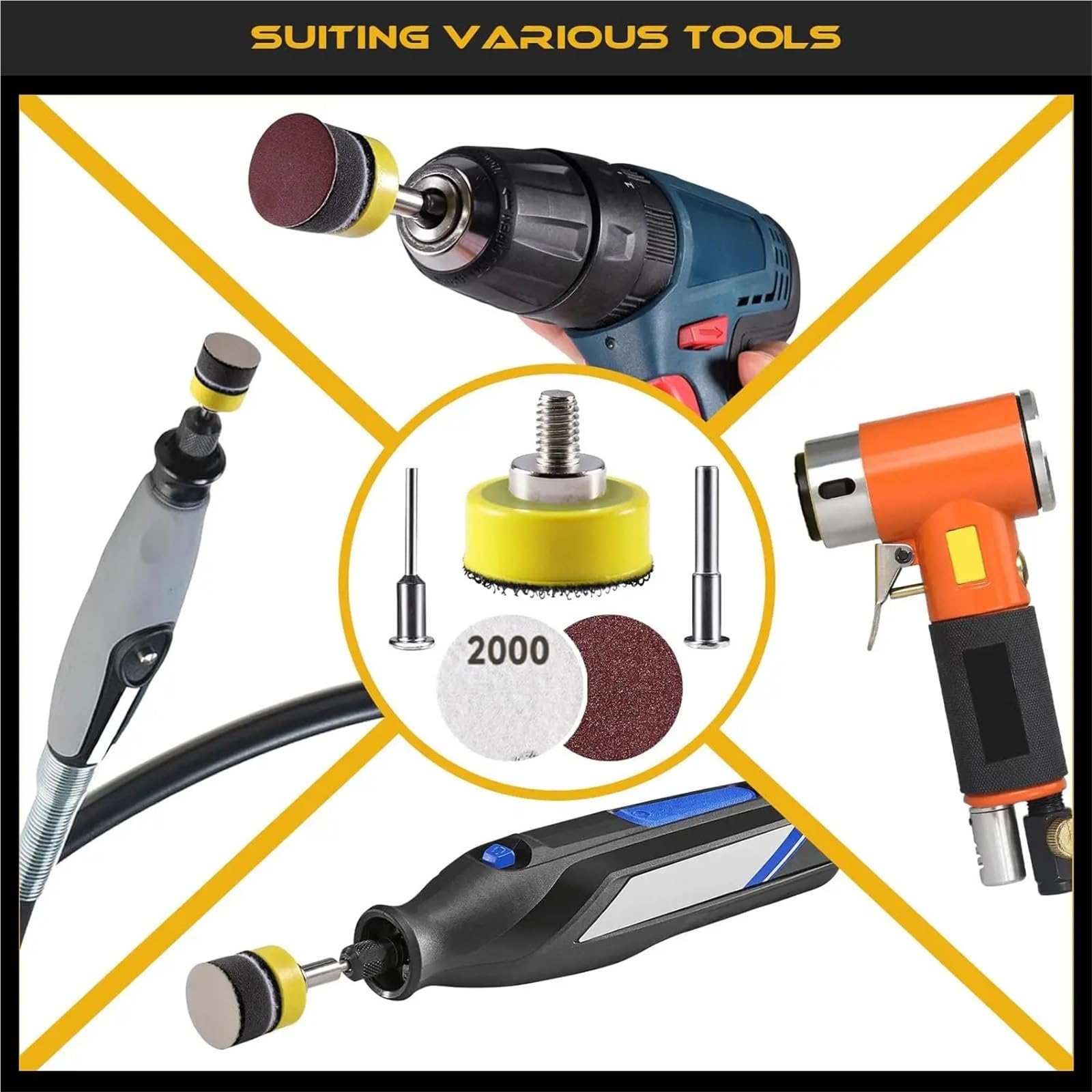 Banda De Lija Hojas de papel lija 1 pulgada 364 PCS Húmedo Seco | Con almohadilla de respaldo Abrasivo de espuma suave de grano 60-10000