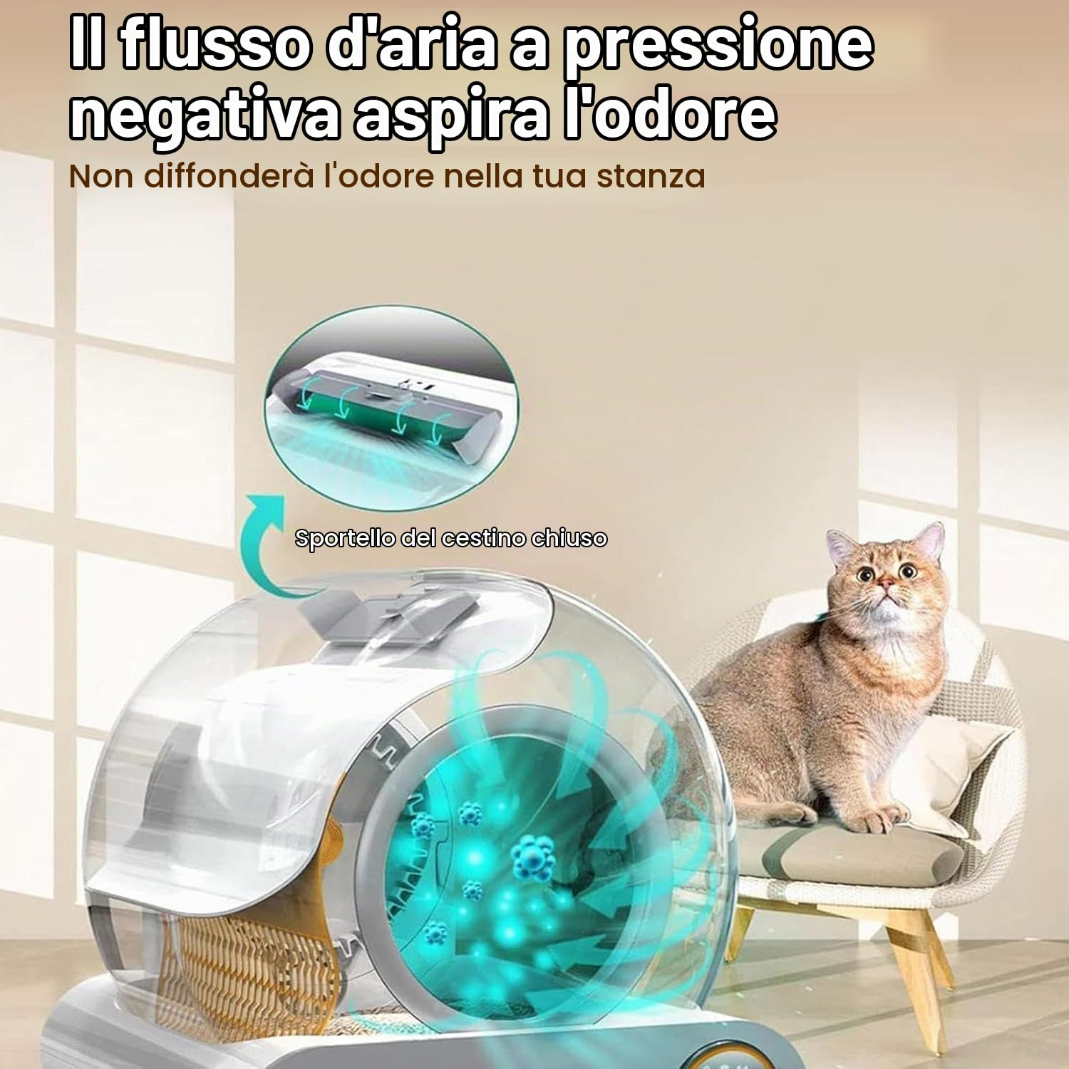 Lettiera Gatto Autopulente Automatica 65 L + 9 L Di Grande Capacità/Controllo APP/Deodorante Ionico Lettiera Gatto Automatica, Tappetino Per Gatti Multipli