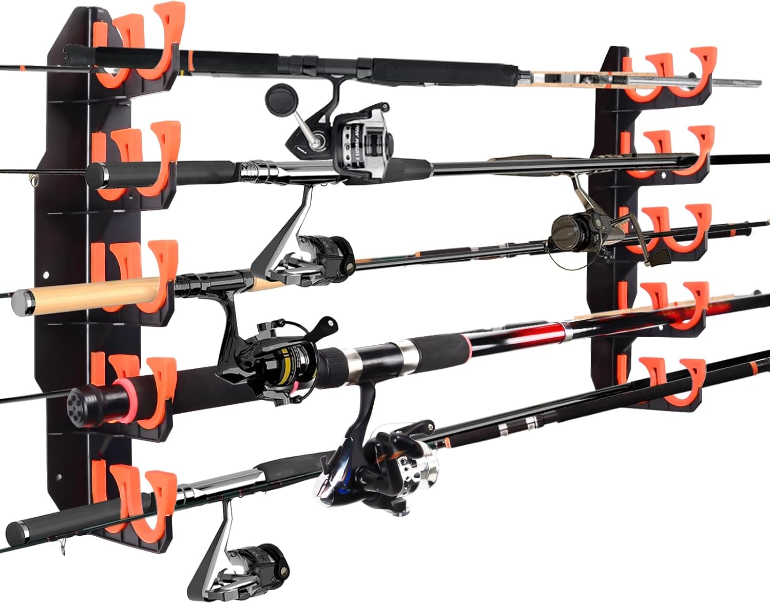 Fishing Rod Holders, Fishing Pole Holders for Garage, Wall or Ceiling Mounted Fishing Rod Rack Holds Up to 10 Rods(1 Pack)