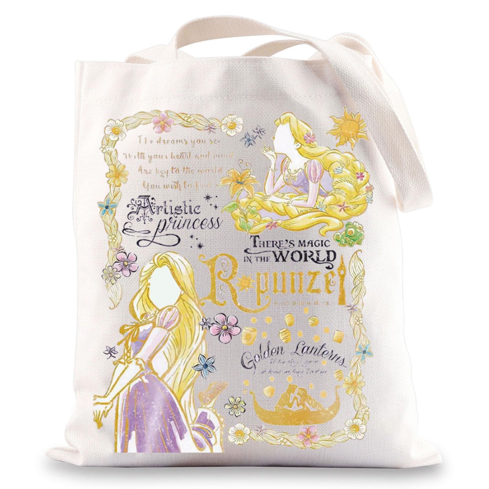 BWWKTOP Princess Tote Bag Princess Lover Gifts Princess Canvas Shoulder Bag Princess Shopping Bag Fairy Tales Fans Gift