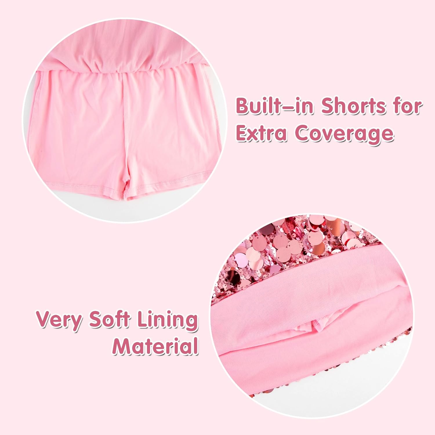 DAXIANG Girls Sparkly Sequin A Line Skirt Kids Elastics Waist Shiny Skirt with Built in Shorts for Party Birthday 5-12 Years - Image 7