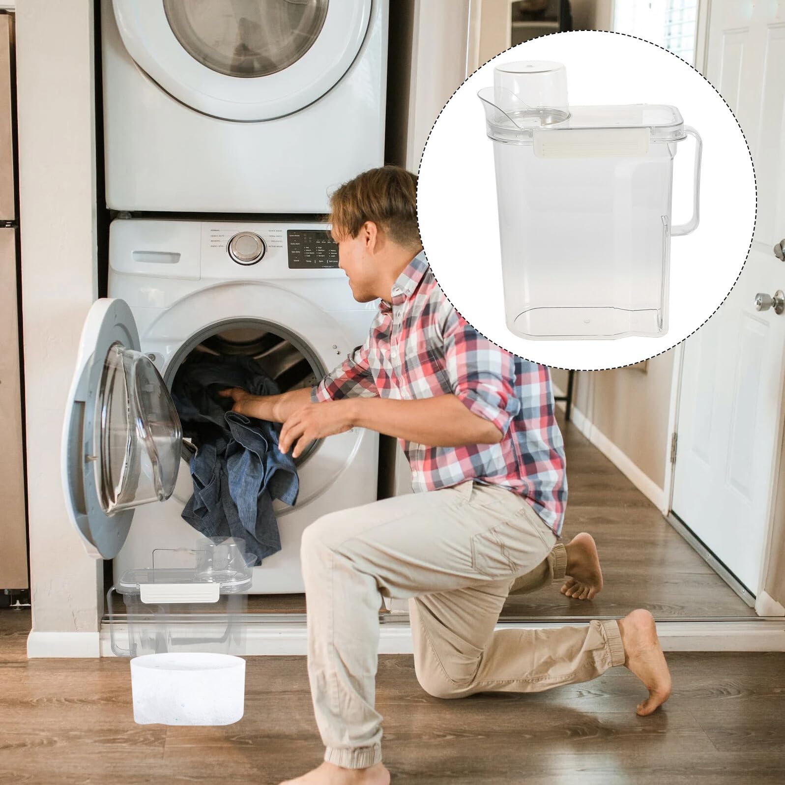 2 Szt. Duży Pojemnik Proszek Do Prania Szt z Pokrywą Szczelny Plastikowy Pojemnik Detergent Do Prania Płynnego i Proszkowego Detergentu