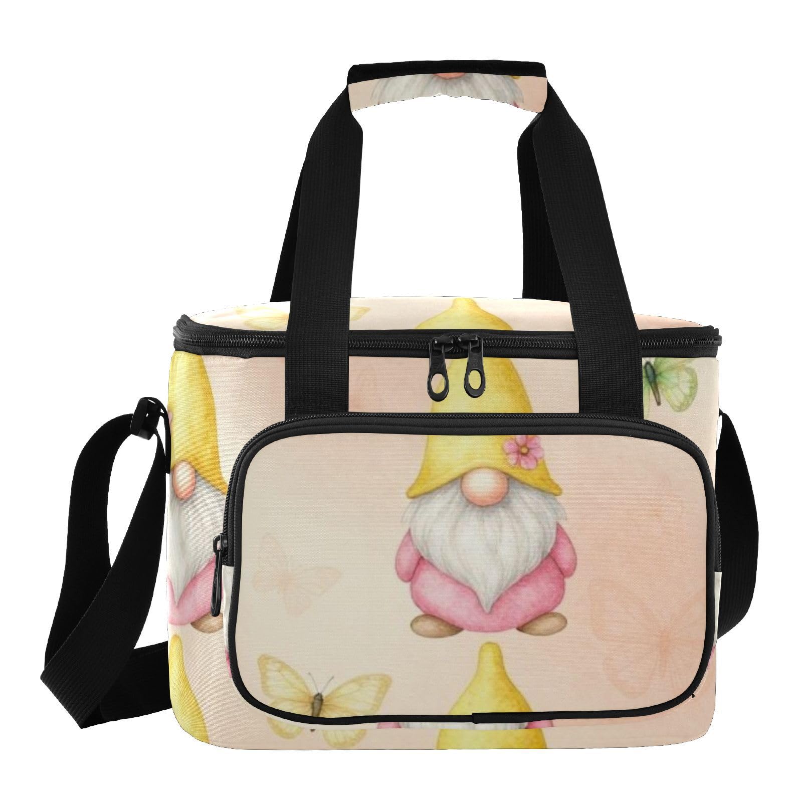 Wudan Urocza lodówka piknikowa z nadrukiem motyla krasnal 31 × 26 × 22,5 cm grill dla dorosłych
