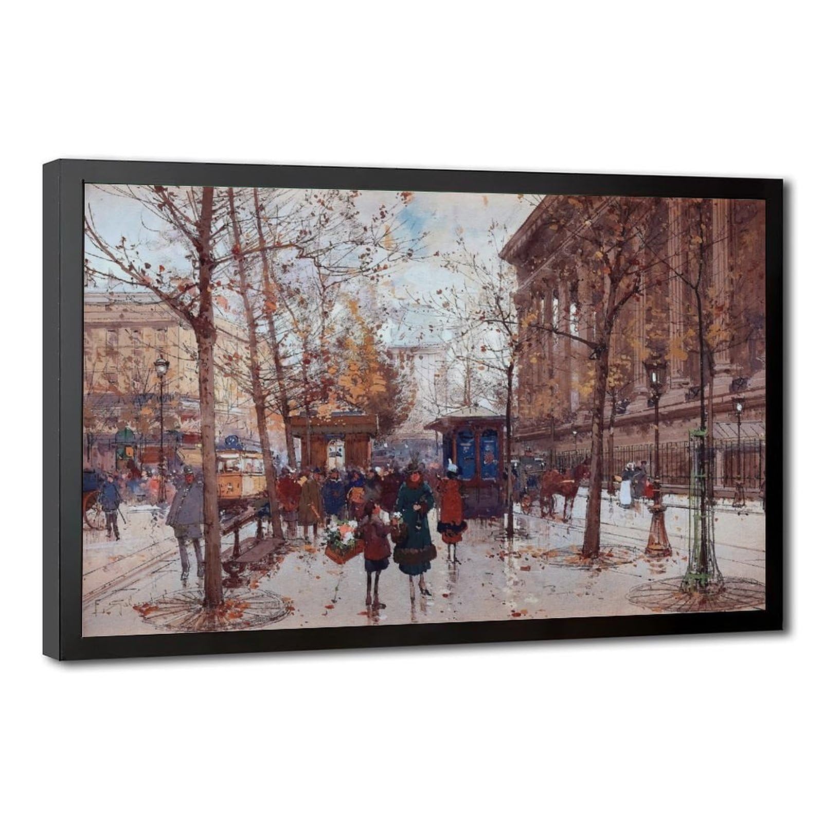 WCYB La Madeleine by Eugene Galien-laloue Posters Prints Canvas Deco Paintings Wall Art Hangable Frame 24" L X 36" W