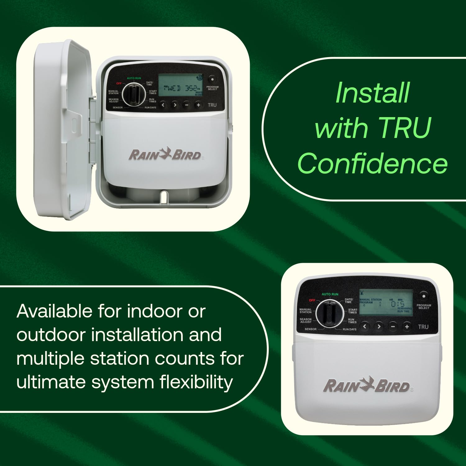 Rain Bird TRU6I Contrôleur/minuteur d'irrigation d'intérieur basé sur programme, compatible WiFi, 6 zones/station