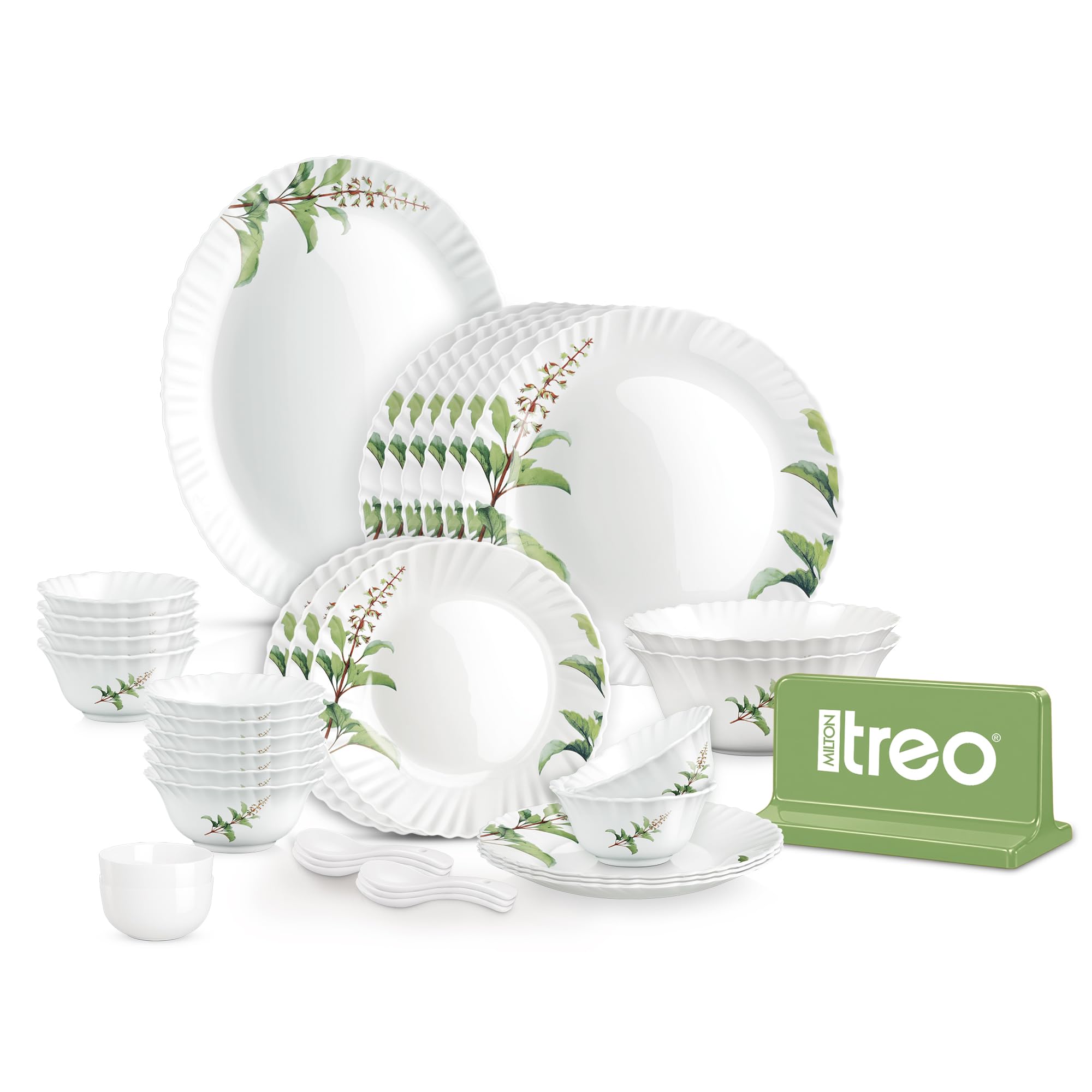 Treo Milton Opalware Dinner Set - 35 Piece, Dishwasher Safe -19