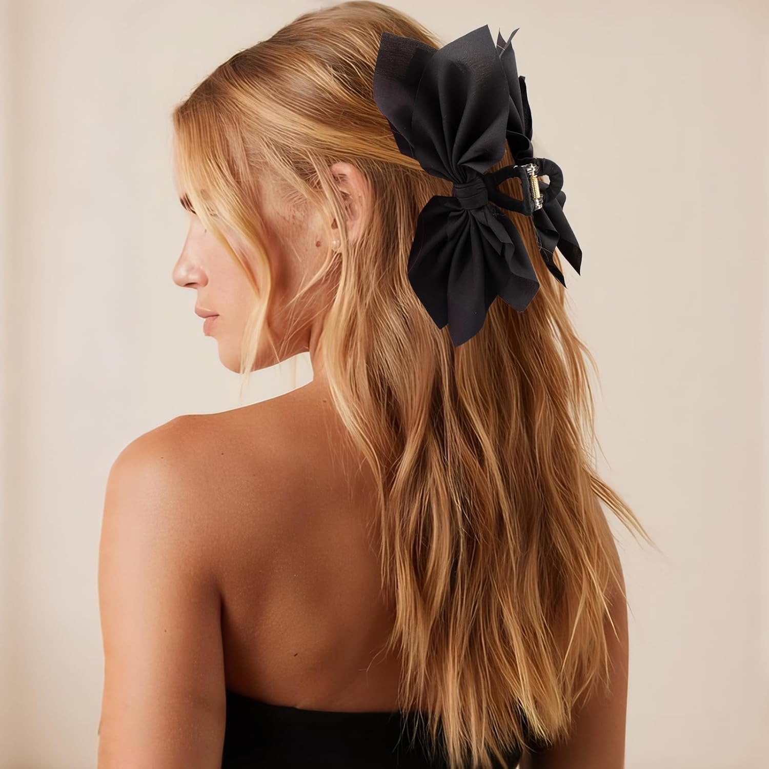Bow Claw Clips Bow Hair Clips Black White Paisley 2PCS Big Hair Bows for Women Butterfly Styling Large Hair Clips for Thick Hair for Girls Hair Accessories for Teen Gifts for Ladies