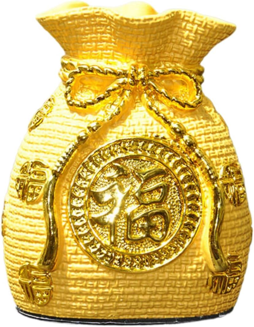 绒沙金树脂工艺品福袋招财钱袋存钱罐 Piggy Banks Best Birthday Gifts Home Decoration 车上摆件 Feng Shui Figurine Home Office Decor Chinese Gifts 汽车内饰品 9090