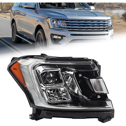 RH Halogen Headlight Fit for 2018 2019 2020 2021 Ford Expedition XLT Limitated Headlamp Assembly Right Passenger Side With Bulbs FO2503370 JL1Z-13008-K