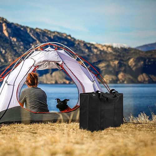 Vista 3 de Xxerciz Bolsa de almacenamiento para colchón de aire King Koil Twin/Queen, bolsa de transporte de camping resistente con asas y cremalleras fuertes