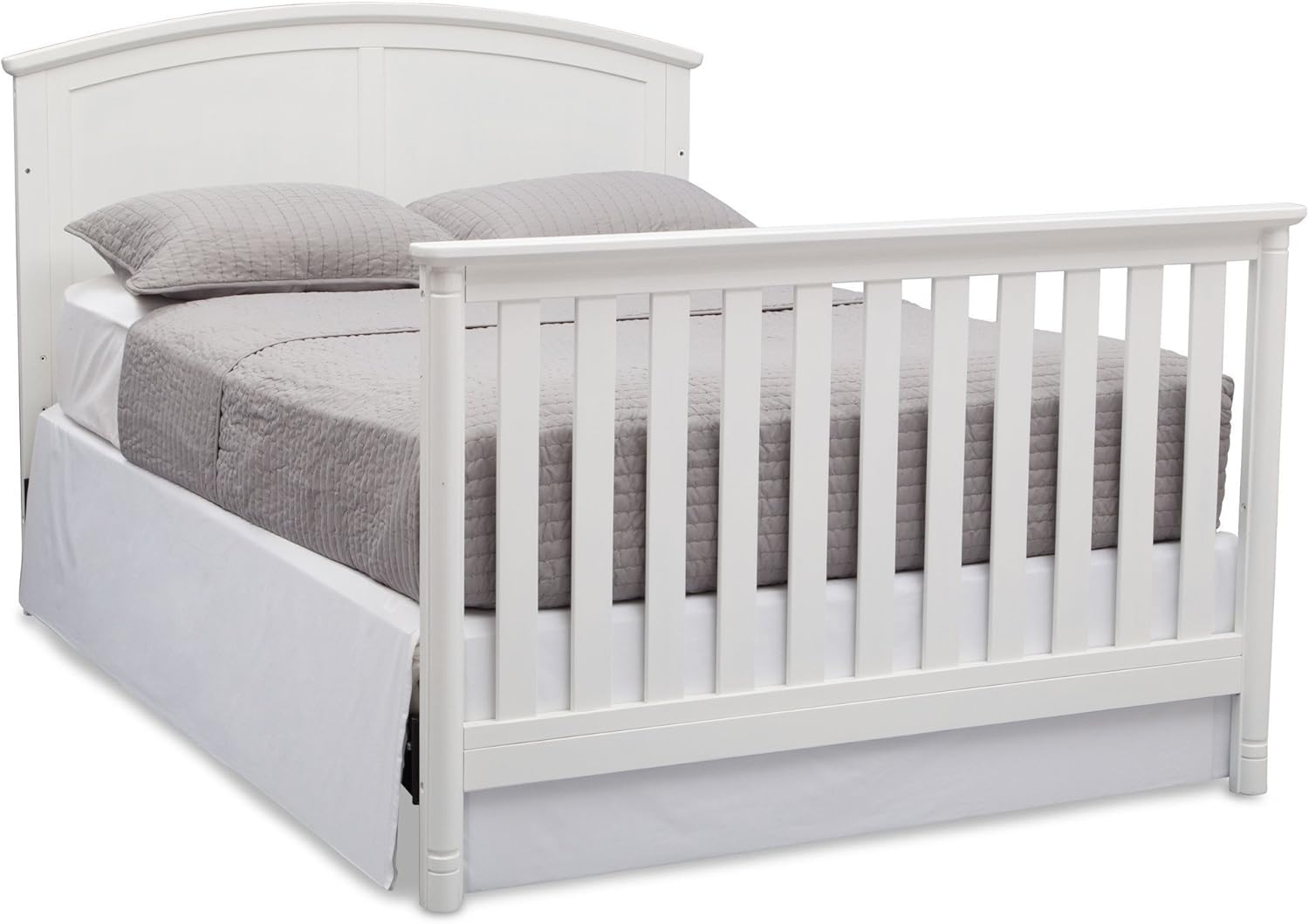 Full-Size Conversion Kit Bed Rails Compatible with Somerset Convertible Crib by Delta Children - Solid Wood Rail #0050 - Toddler & Adult Bed Rail for Full-Size - Nursery Furniture (White - 100)