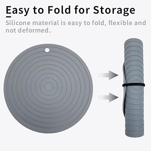 Miniatura 8 de Fhiny Tapete de silicona para comida de mascotas, 9.5 pulgadas, redondo, impermeable, antideslizante, mantel individual para evitar la alimentación