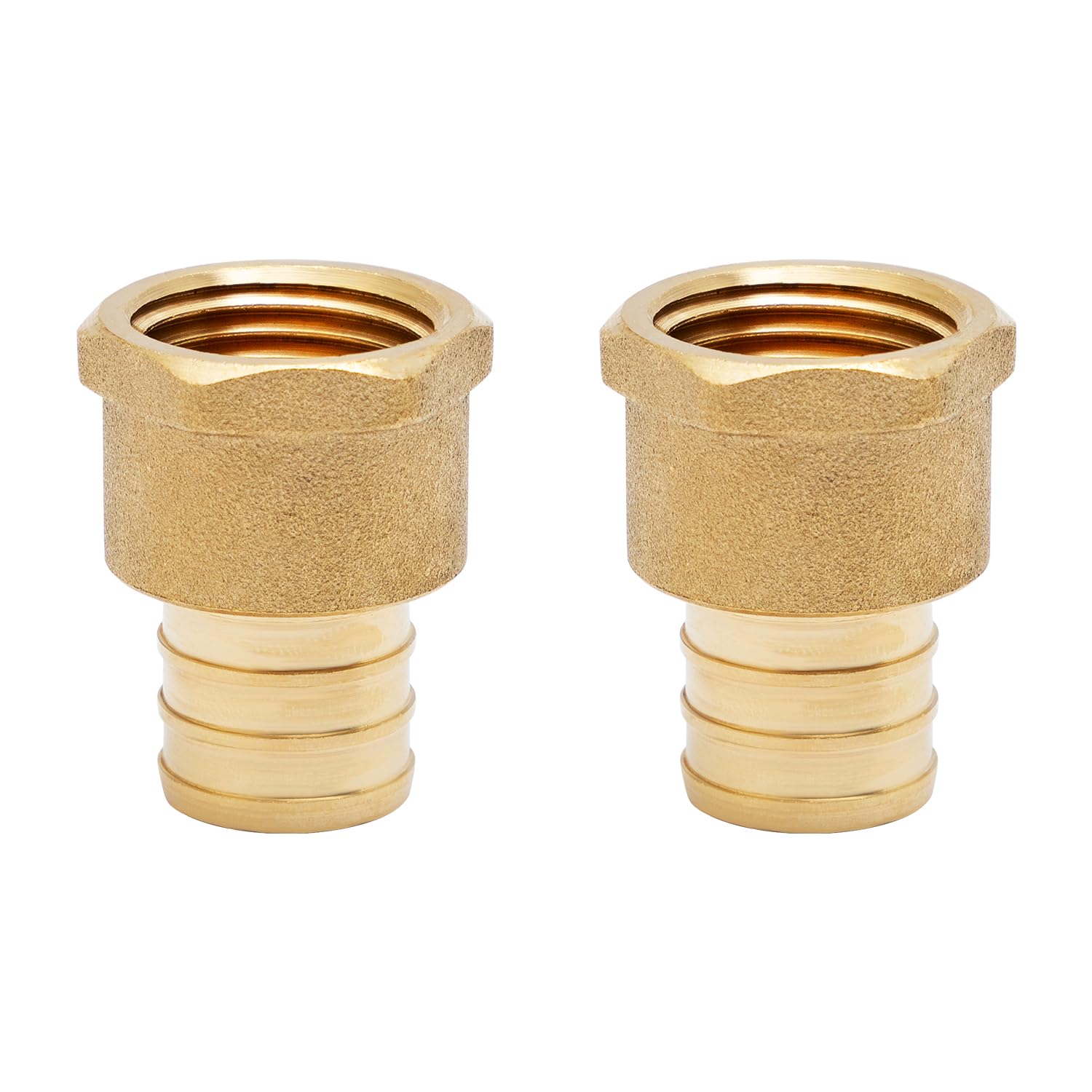 SUNGATOR Paquete de 2 adaptadores de rosca hembra NPT de 3/4 x 1/2 pulgadas para tubería Pex B, latón sin plomo