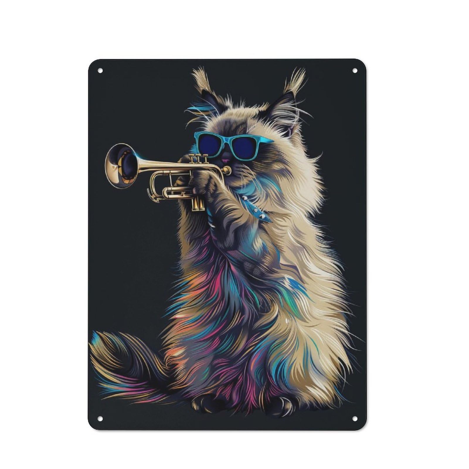 Junmoney Birman Trumpet Printed Metal Sign 40X30cm For Studio Or Craft Room, For Creative-Space Collectors