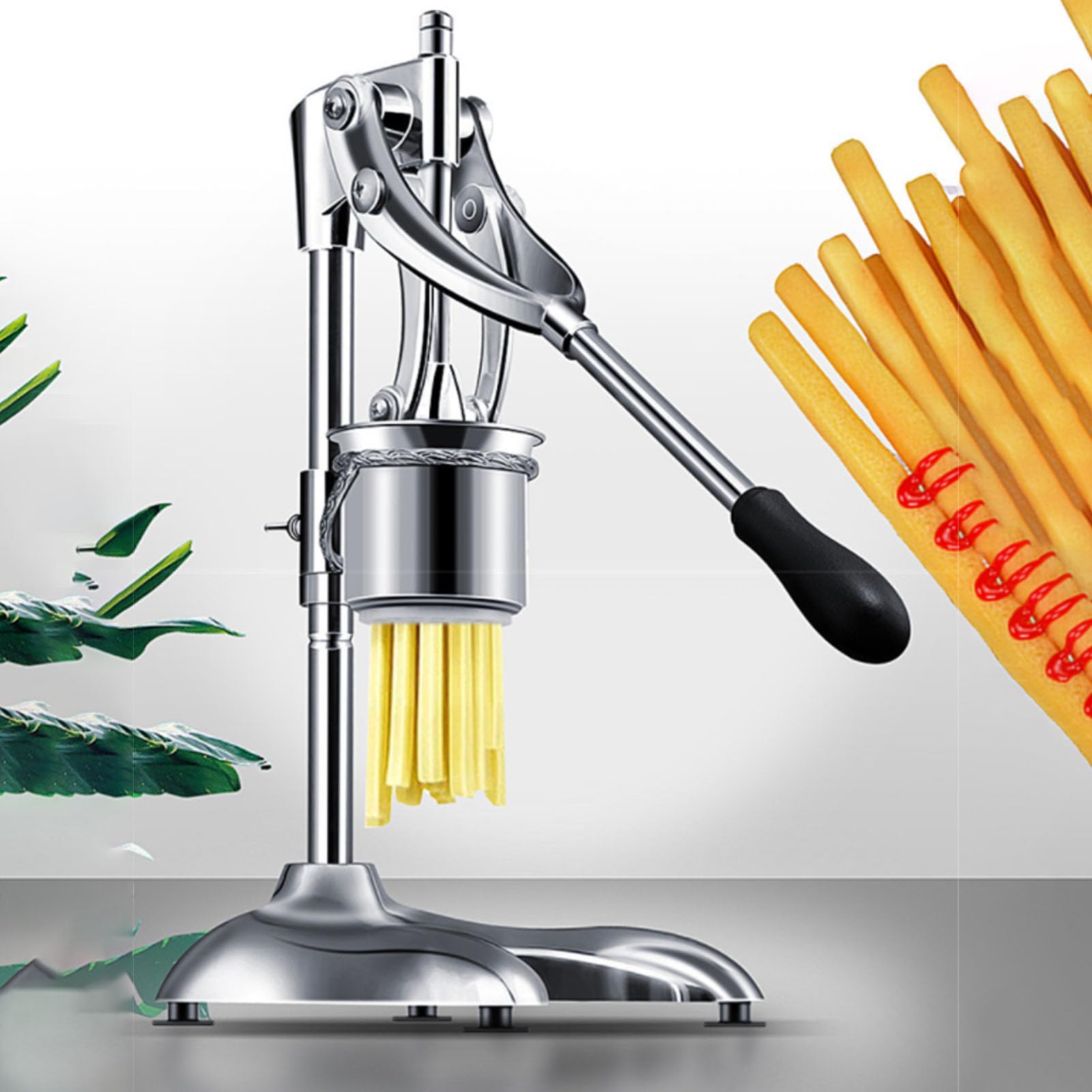 Pommes-Frites-Quetsche, Edelstahl-Kartoffelextruder, manuell, lang, für Restaurant