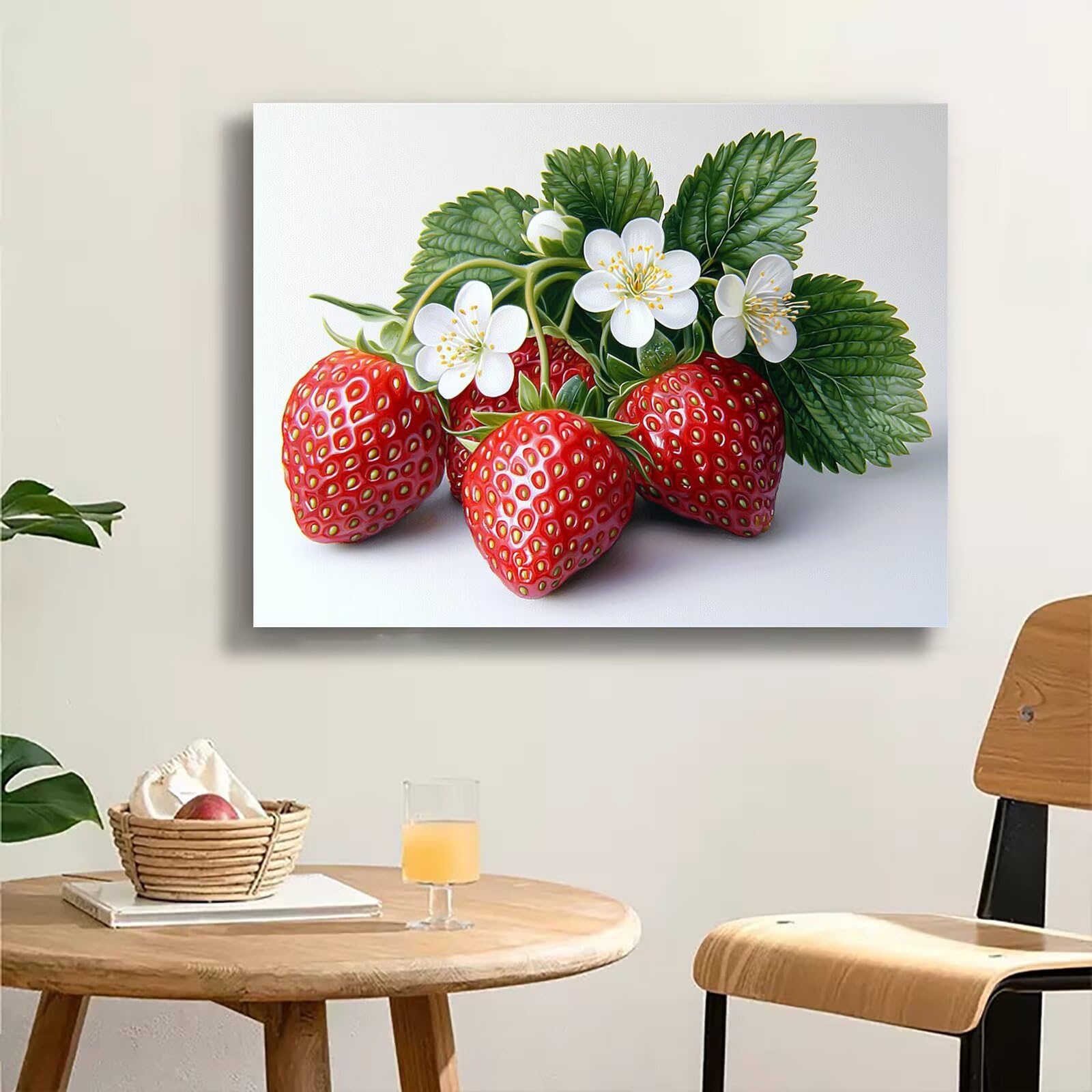 Dipingere con i Numeri Adulti fiore fragola, Quadri da Dipingere Numerati Fai Da Te per Principianti e Adultis, Olio La Pittura di Numeri Kit, Hobby Creativi Adulti, Decorazioni Casa 90x120cm Q3S-124