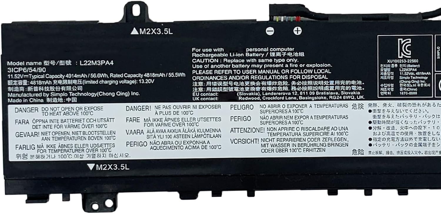 L22M3PA4 L22C3PA4 L22B3PA4 L22L3PA4 zamiennik akumulatora do laptopa Lenovo IdeaPad Slim 5-14ABR8 5-14IAH8 5-14IRL8 5-16ABR8 5-16IAH8 5-16IRL8 seria (11) 1.52V 56,6 Wh)