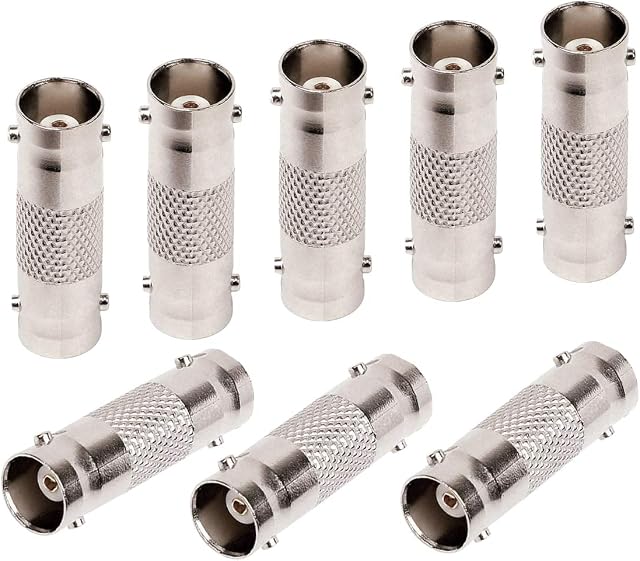 NATUCE Pack of 20 BNC Female to Female Coupler Connector Adapter for CCTV Video Security Camera Straight Connector (Silver)