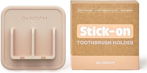 Soporte de silicona para cepillos de dientes de pared, color beige arena, fuerte succión, fácil de quitar y reutilizar, apto para lavavajillas y