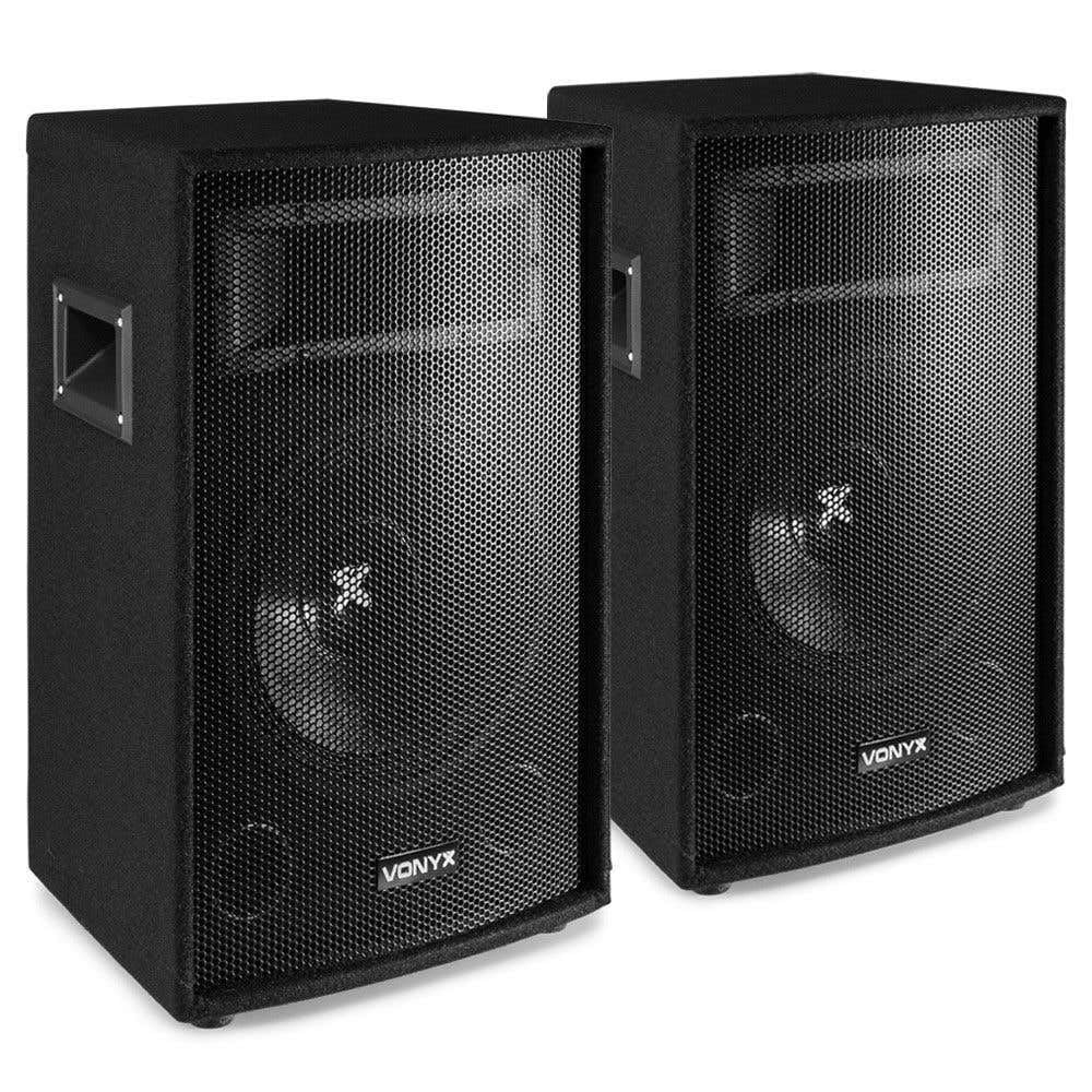 VONYX Pack SL10-2 × Enceintes Passives 10″ (1000 W Max) | Sono DJ Bar & Animation Pro | Haut-parleurs 2-Voies avec Poignées et Montage sur Pied