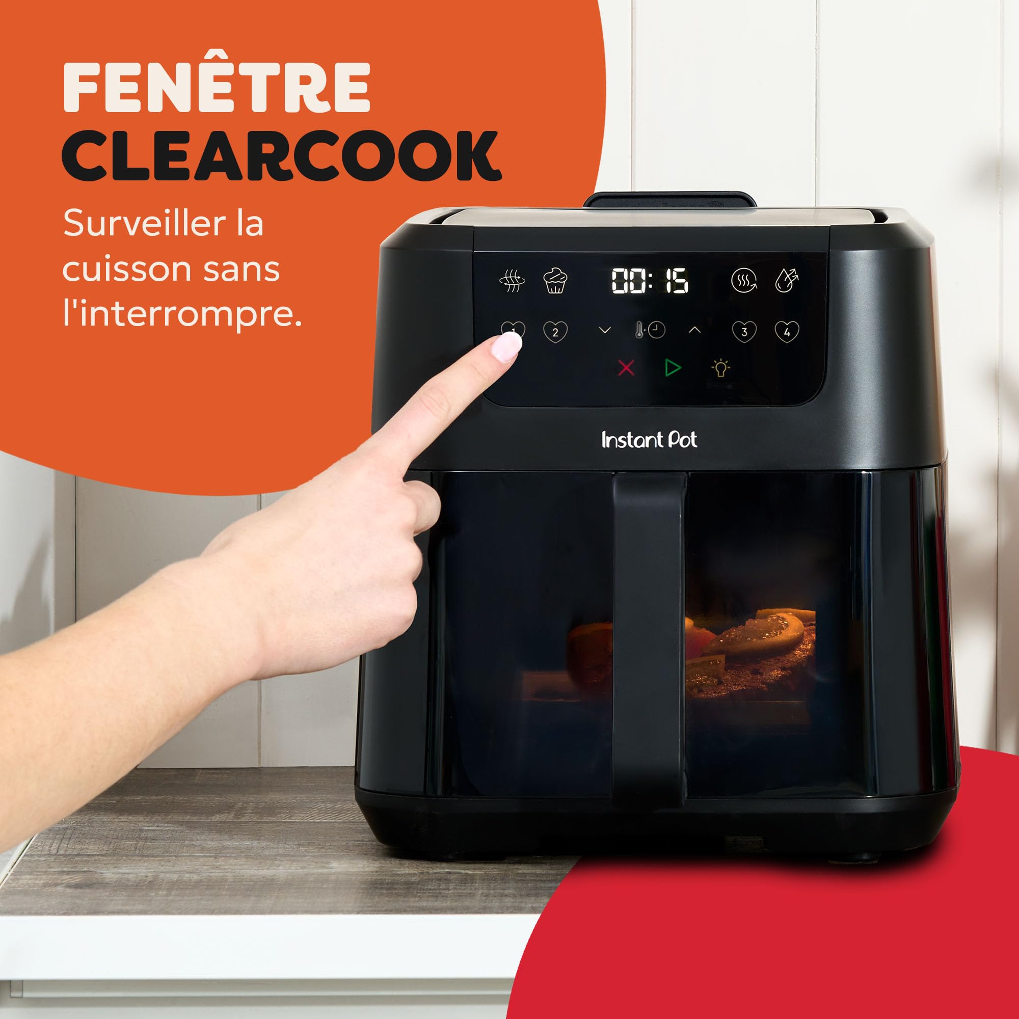 Instant Pot Vortex Compact Noir - Friteuse à air chaud 5 l, format familial, 4 en 1 - Air Fryer, séchage, cuisson, réchauffage, revêtement antiadhésif, facile à nettoyer, lavable au lave-vaisselle