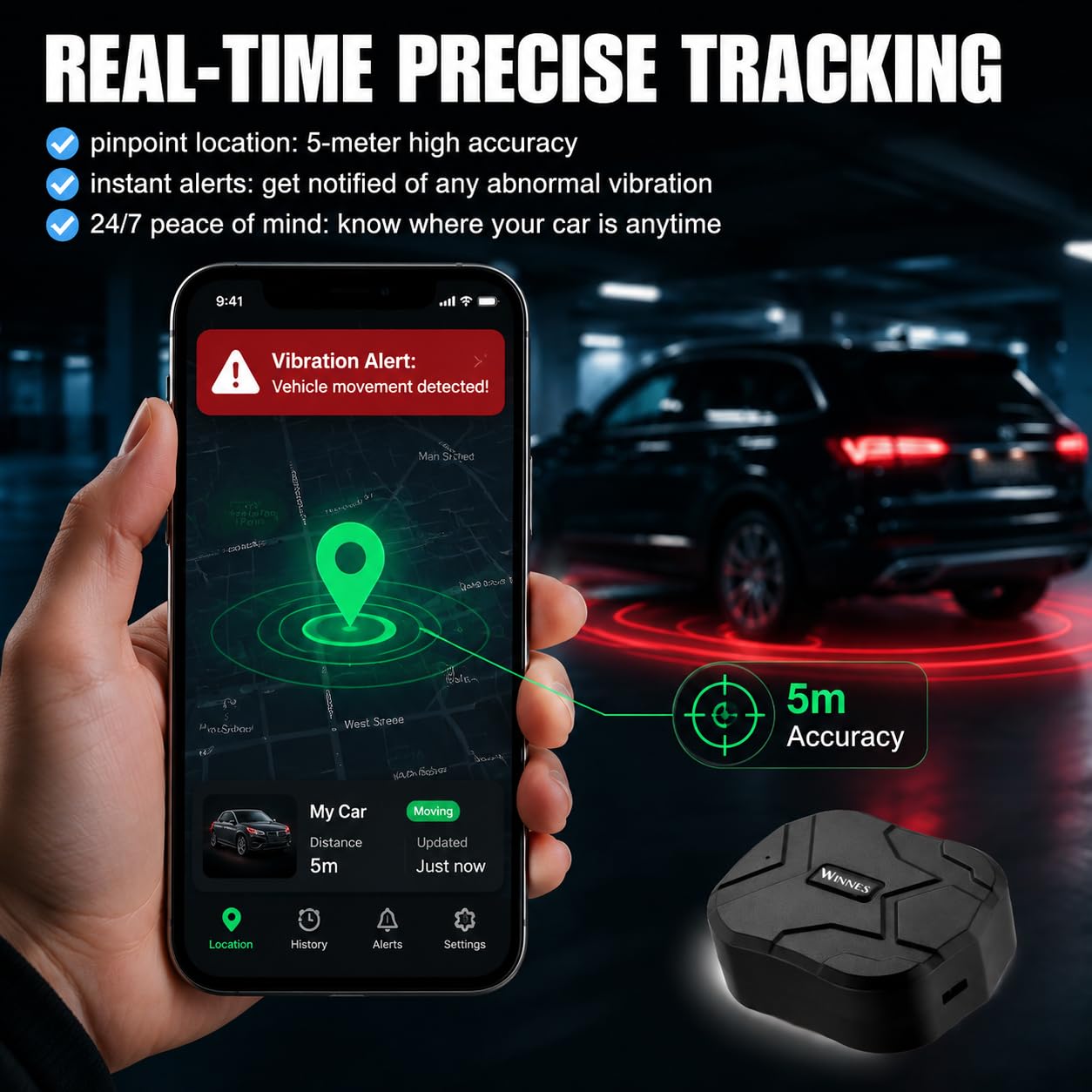 4G GPS Tracker per Auto 4G Localizzatore GPS Tracciamento tempo reale | Micro;Storico 6 Mesi;Impermeabile;allarme vibrazione;magnetico;SIM Anonima gratuita