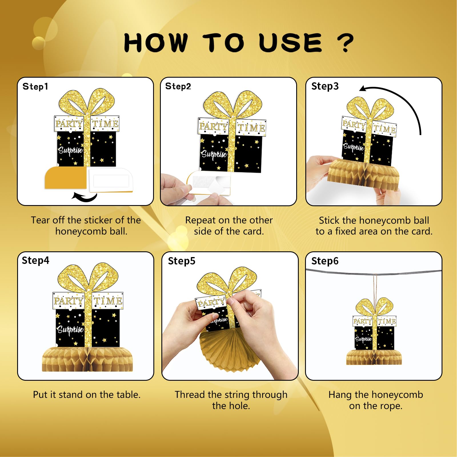 MOORAY 9 Pcs 40th Birthday Decorations Honeycomb Centerpieces for Women Men, Black Gold 1984 Aged to Perfection Vintage Centerpieces for Tables Toppers,Forty Years Birthday Party Decorations Supplies