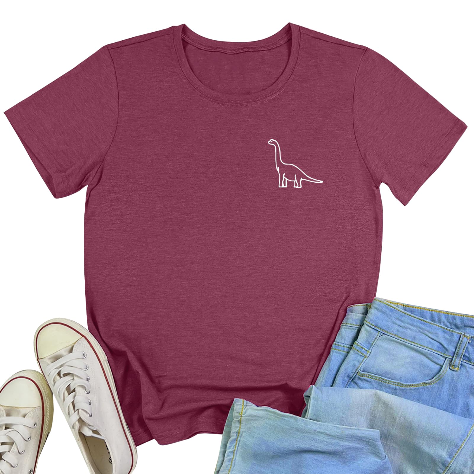 YITAN Women Cute Tops Dinosaur Graphic Tee Shirts