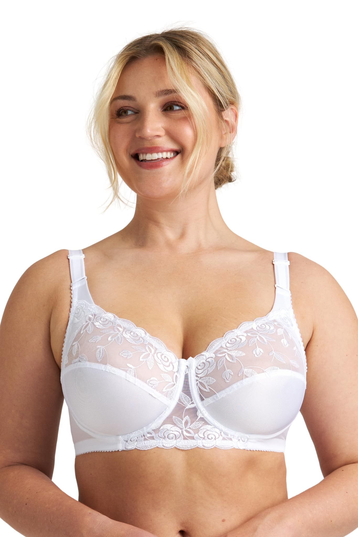 Miss Mary Of Sweden Women's White Rose Romantic Underwired Bra With Side Support 38E