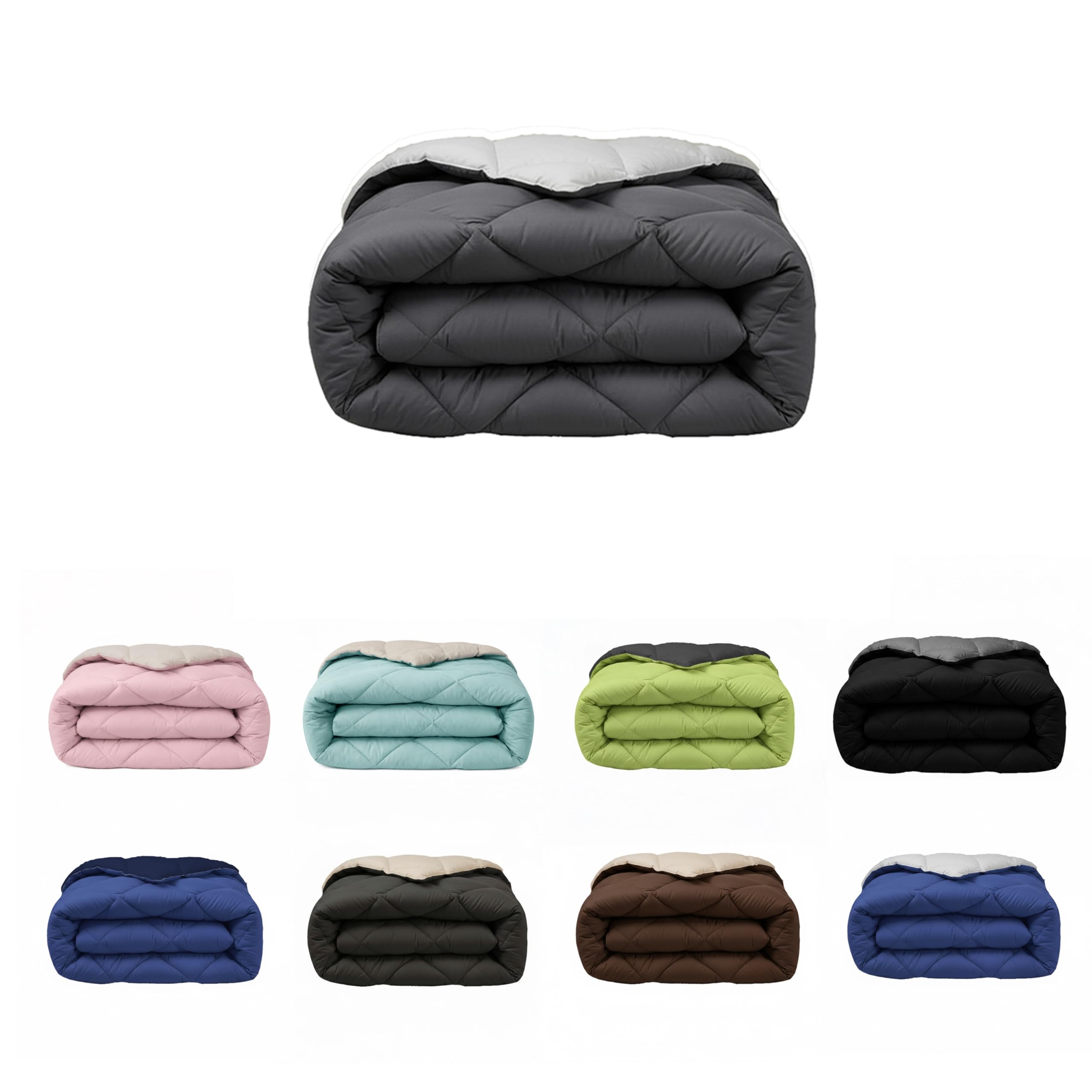 SABANALIA - Edredon Cama 135 y Edredon Cama 150 | 240x270 | Edredón nórdico de 400 g Reversible (Bicolor) | Relleno de Fibra Hueca Virgen Siliconada | Hipoalergénico | Color Gris y Gris Claro