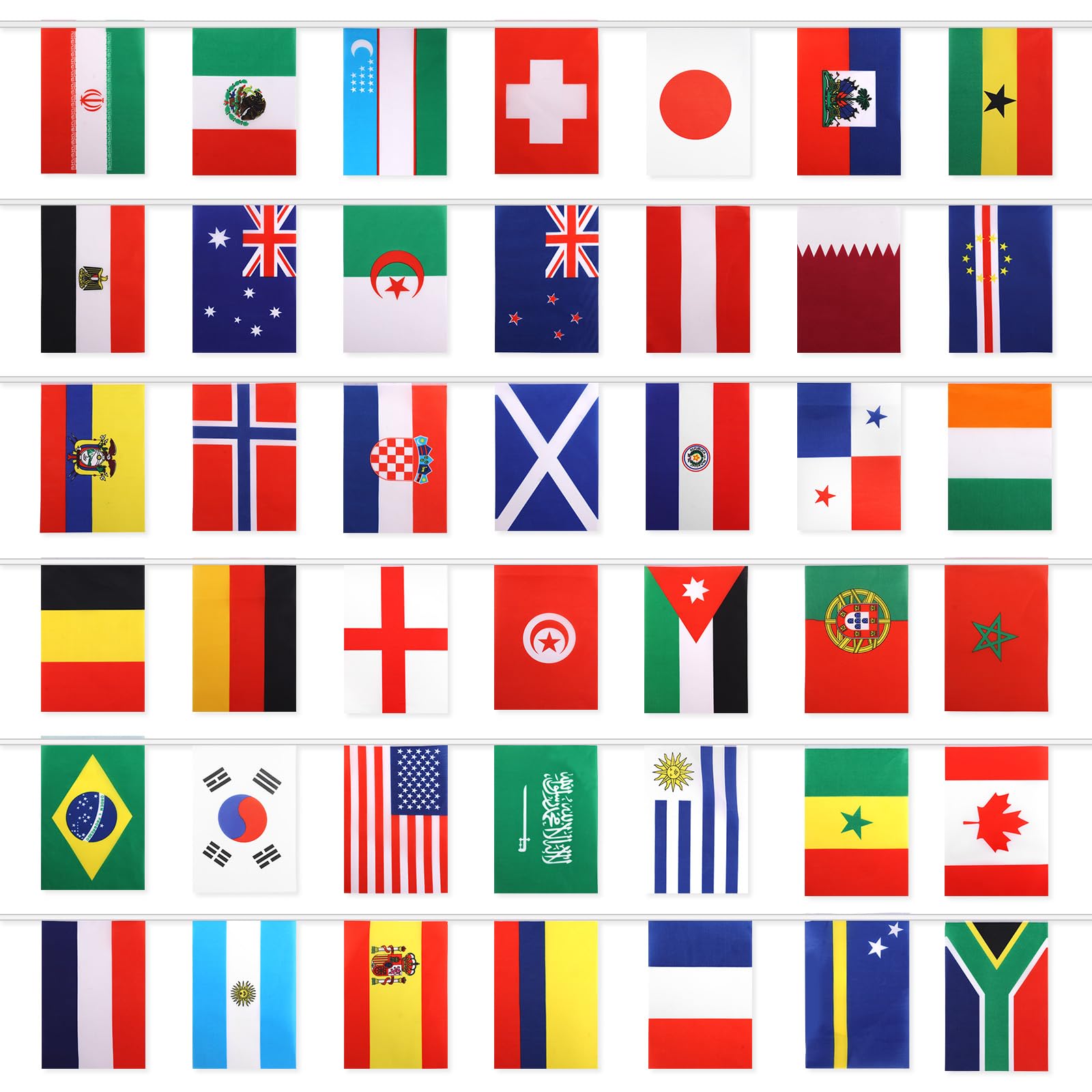 2026 Soccer Match String Flags, 33ft/10m 42 Countries Football Match Flags Banner for Party Classrooms Sporting Events & Cultural Festival Bunting Decorations (Pre-Stringed)