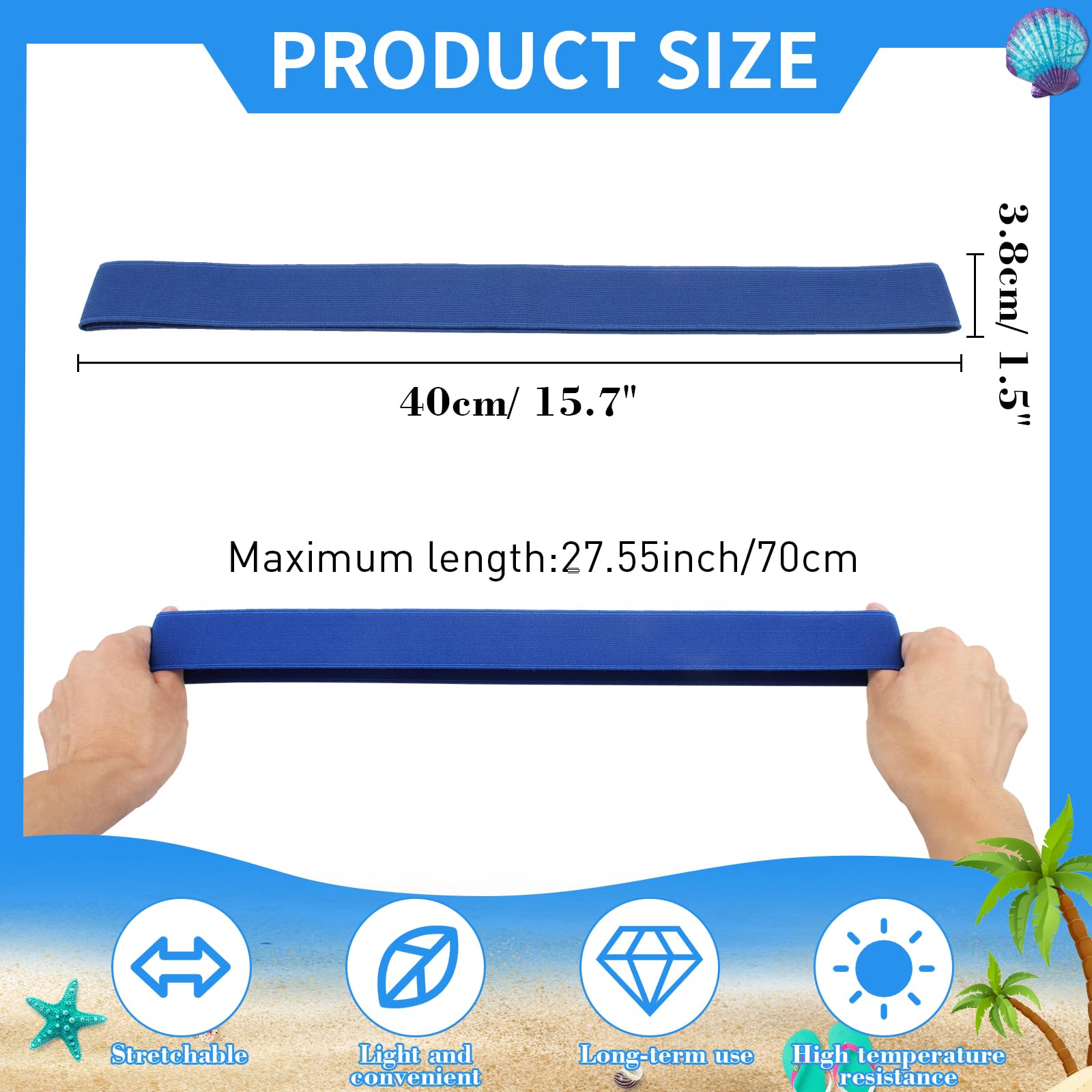 QOPAHI 6 Pack Towel Bands for Sun Loungers Elastic Sunbed Towel Straps for Pool & Cruise Chairs - Image 2