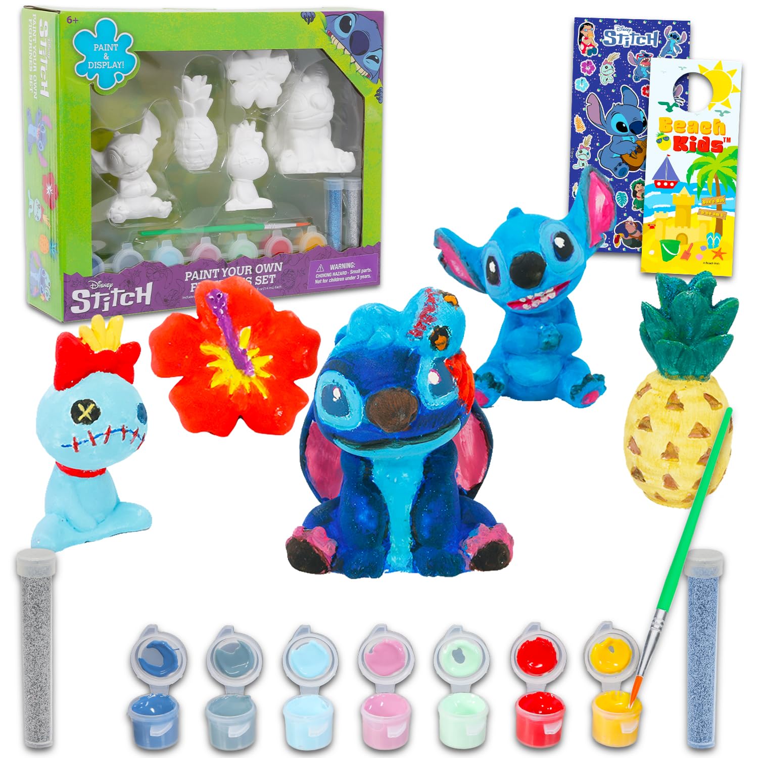 Disney Stitch Paint Your Own Figurines Set for Kids - Bundle with DIY Painting Set Featuring Lilo and Stitch Plus Stickers, More | Paint Your Own Stitch Figures for Girls