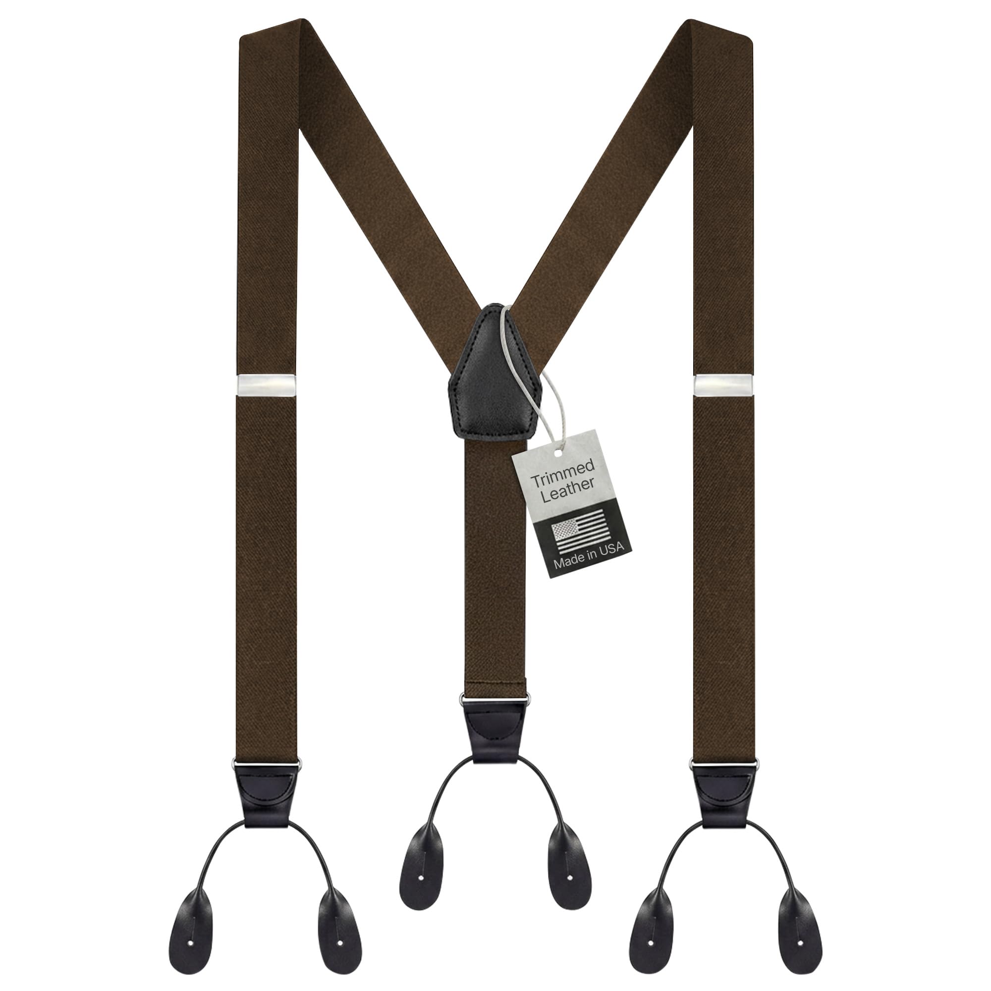 HOLD'EM Tuxedo Button Suspenders for Men – Mens Dress Suspenders Formal | 100% Genuine Leather | Made in USA | Regular &amp; Tall