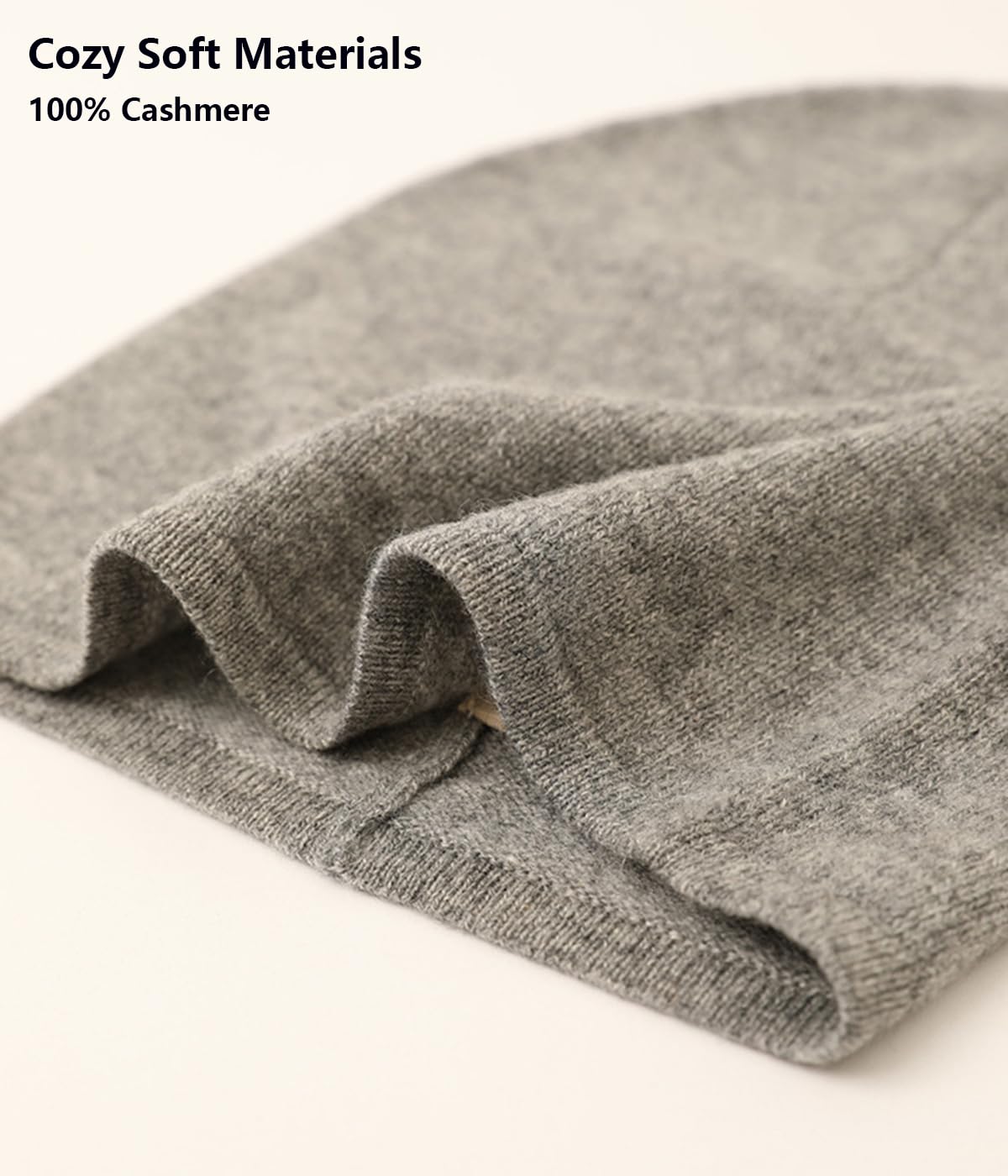 YUONNY Damska 100% kaszmirowa, luźna czapka beanie, damska jesienno-zimowa miękka ciepła dzianinowa czapka z czaszką, modna jednokolorowa luźna czapka, outdoorowa narciarska snowboard dzianinowa