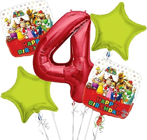 Super Mario - Ramo de globos (5 unidades), color rosa