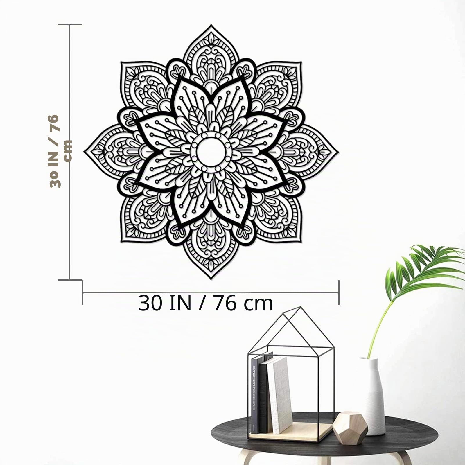 Resama Grande mandala rotondo in metallo, decorazione da parete con fiore di loto per soggiorno, camera da letto, bagno, corridoio, casa e ufficio