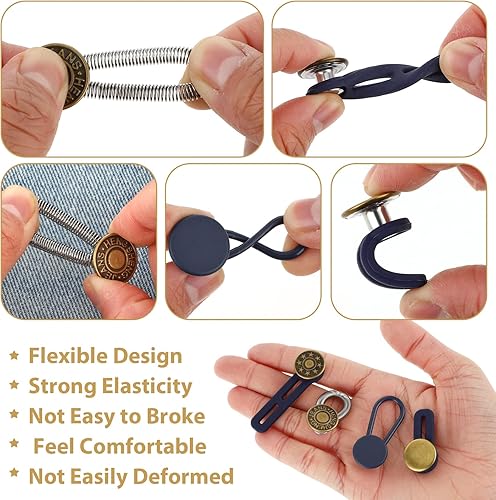 Miniatura 6 de 18 extensores de botón para jeans, 5 tamaños de pantalones extensores de cintura para mujeres y hombres, extensor de botón de Jean, extensión de