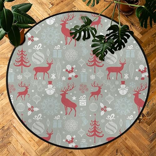 Miniatura 7 de Christmas Elk Xmas 18 Round Area Rug 3ft Machine Washable Circular Rugs for Dining Room Table Bedroom Playroom Throw Rugs for Dog Living Room Floor