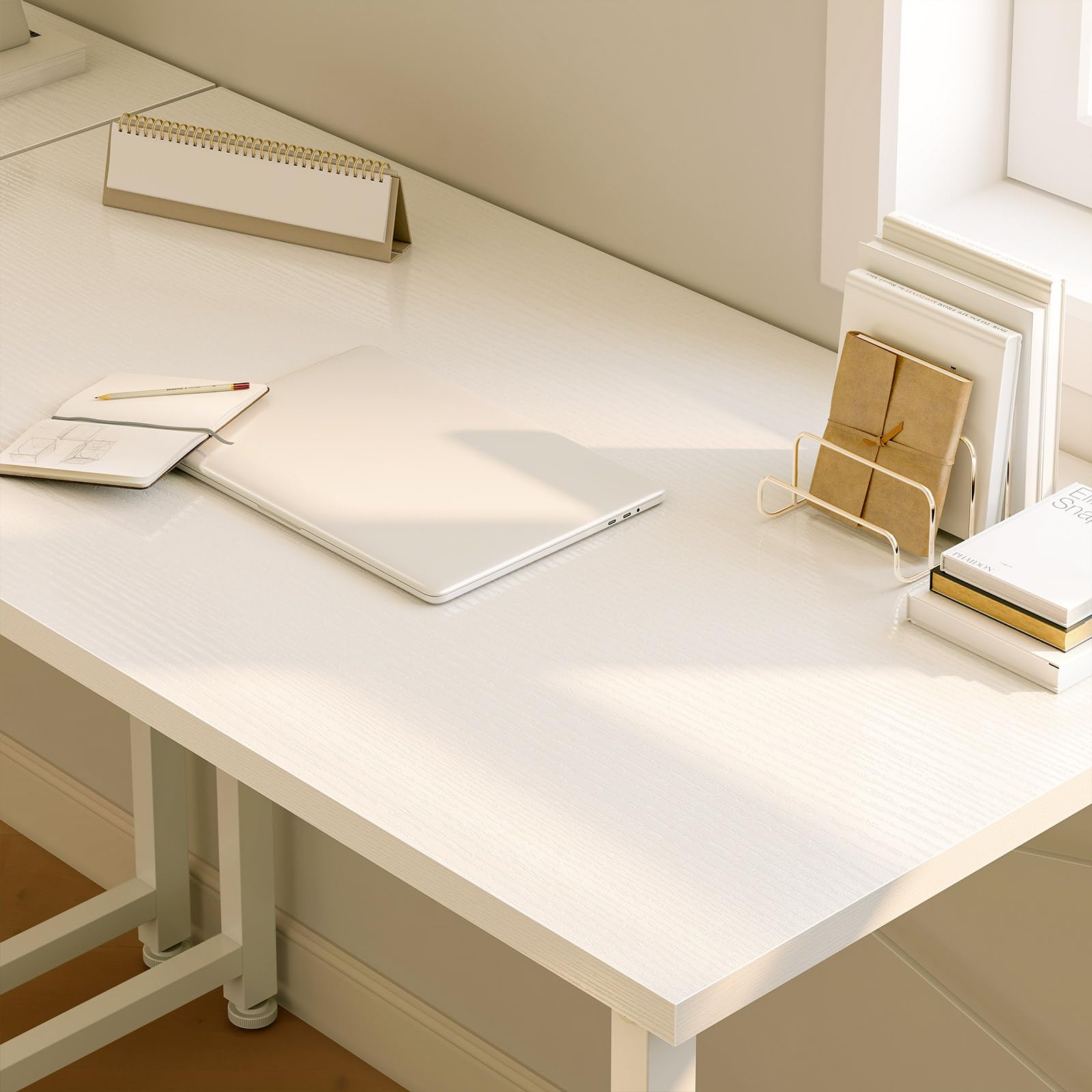 ODK Schreibtisch Groß, 140 × 50 cm, Computertisch, Bürotisch, Weiß | Großer Tisch mit geräumiger Arbeitsfläche, PC Tisch für Homeoffice und Arbeitszimmer