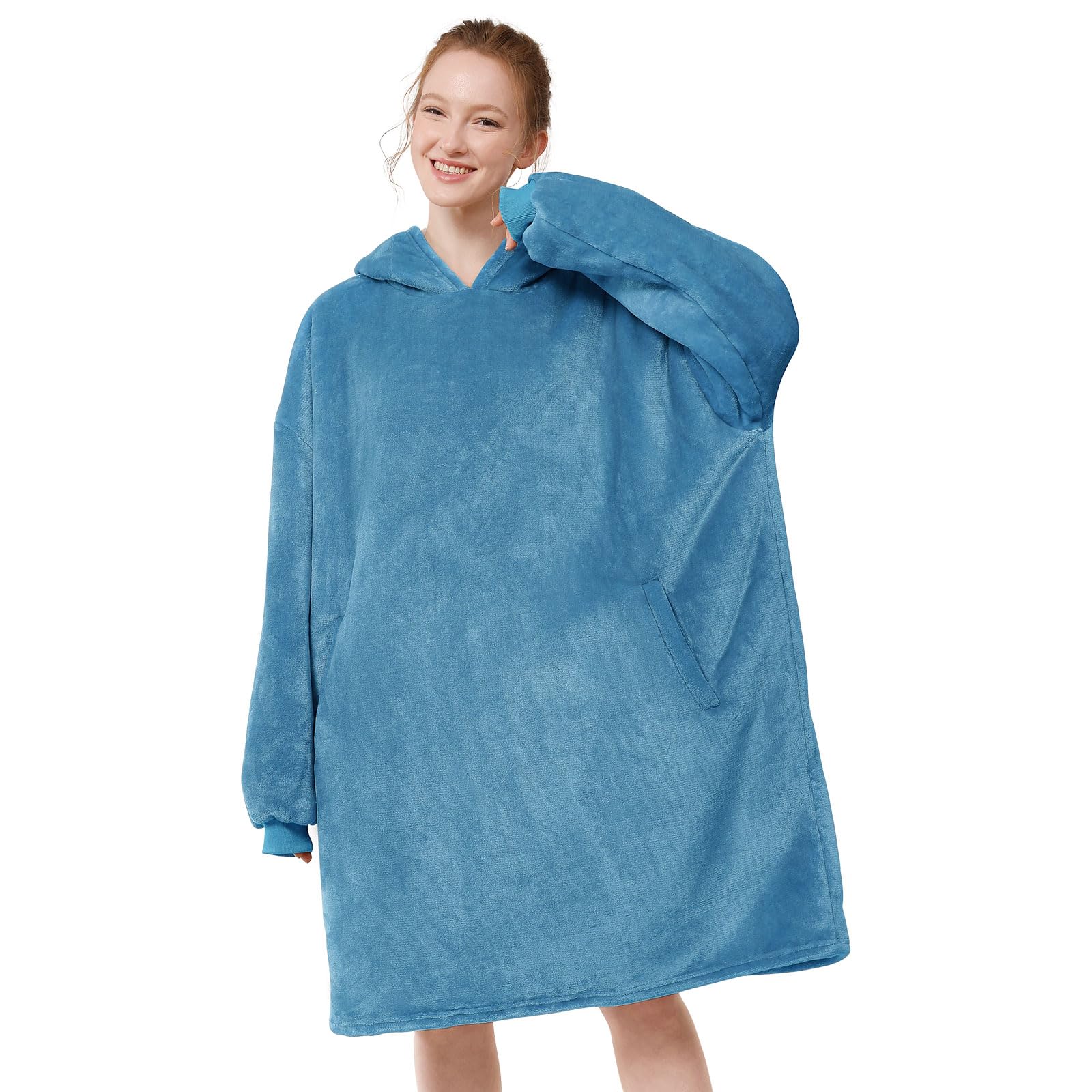 LetsFunny Blanket Hoodie,Oversized Wearable Sherpa Fleece Blanket Sweatshirt,Super Soft Warm Cozy with Giant Pocket,for Women Men Adults Teenagers