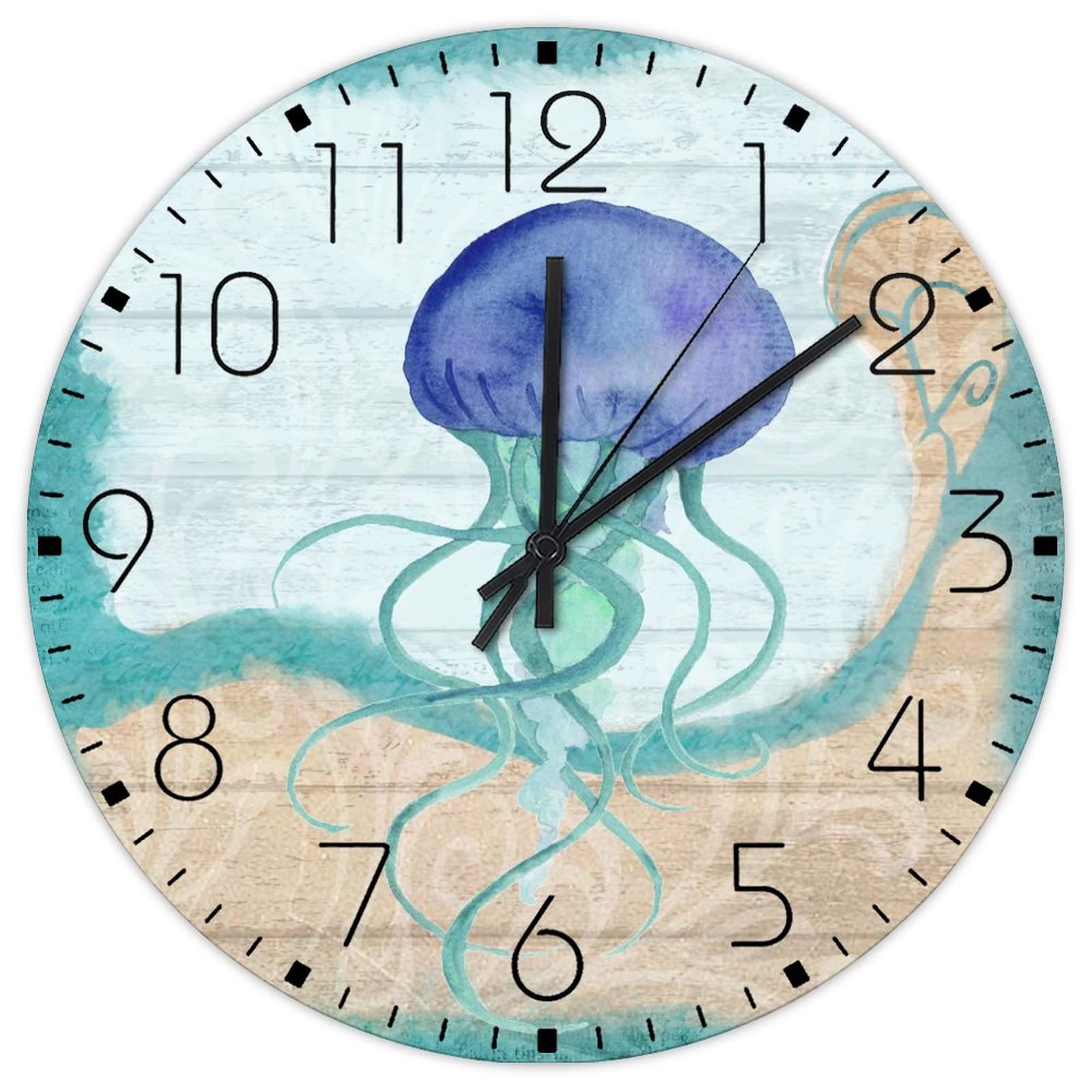 Horloge murale en bois 38 cm ronde style océan pour café et bureau